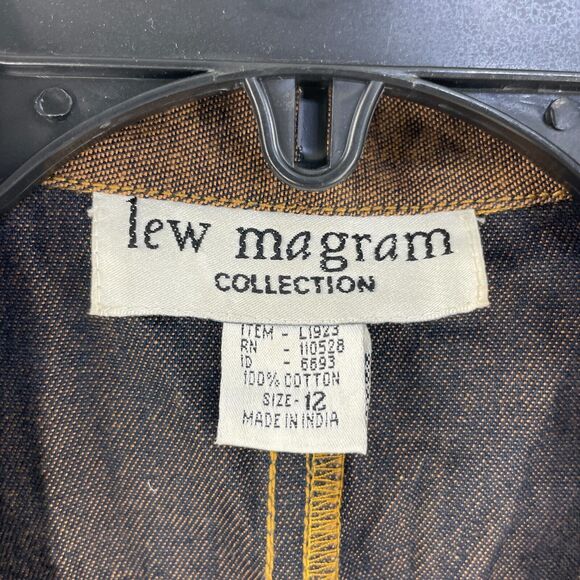 Vtg Lew Magram Womens Western Blazer Jacket Sz 12 Cotton Embroidered Brown - Picture 6 of 11